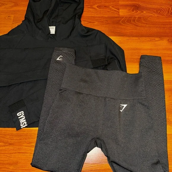 Gymshark Pants Jumpsuits Gymshark Black Cropped Hoodie And